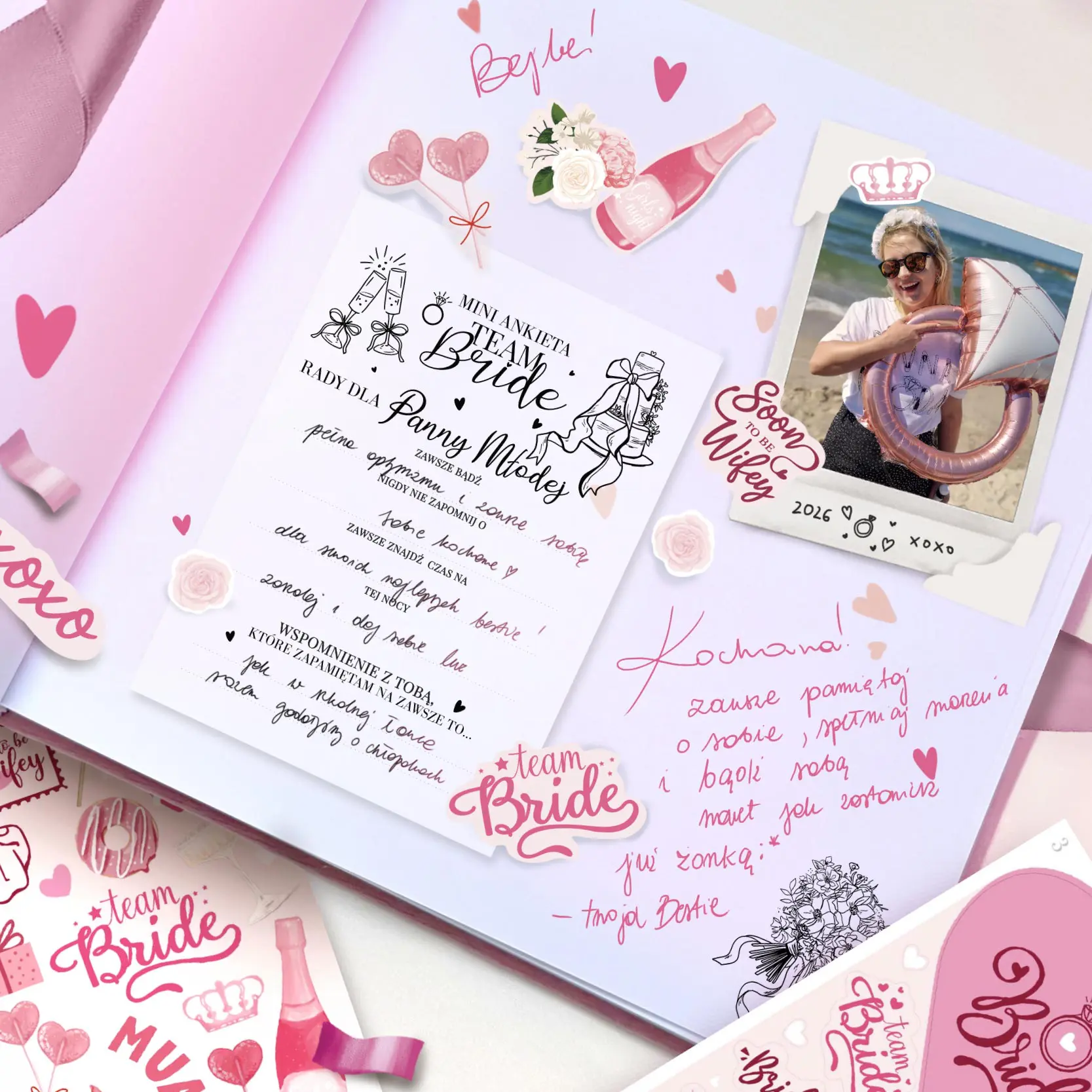 Ankiety do księgi gości na WIECZÓR PANIEŃSKI 6 wzorów zestaw 4 ankiety